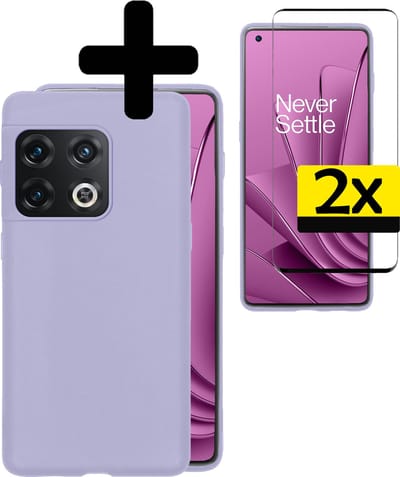 Hoesje - Met 2x Screenprotector - Geschikt voor OnePlus 10 Pro - Sterk & Shockproof - Back Cover - Siliconen Case - Telefoon Hoes - Telefoonhoesjes - Lila
