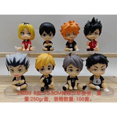 1 Set Anime Haikyuu Figuur Speelgoed Q versie Kenma Kozume Shoyo Hinata Kotaru Bokuto Yu Nishinoya Model Speelgoed Cadeau Actiefiguur PVC No box beige