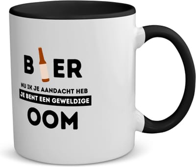 Akyol - bier, nu ik je aandacht heb je bent een geweldige oom koffiemok - theemok - zwart - Oom - de beste oom - verjaardagscadeau - verjaardag - cadeau - cadeautje voor oom - oom artikelen - kado - geschenk - gift - 350 ML inhoud