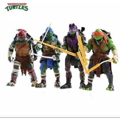 4 stuks Teenage Mutant Ninja Turtles Actiefiguur NECA TMNT Anime Filmfiguur Verplaatsbaar Model Speelgoed Kawaii Harajuku Kinder Cadeau black