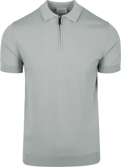 Suitable Knitted Half Zip Polo Dusty Grey - Maat L - Heren - Polo shirt Heren met Korte mouw
