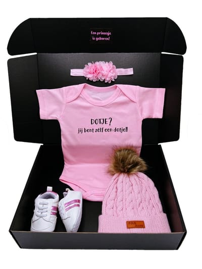 Kraamcadeau meisje - romper, babymuts - speen - rechtstreeks versturen als cadeau mogelijk