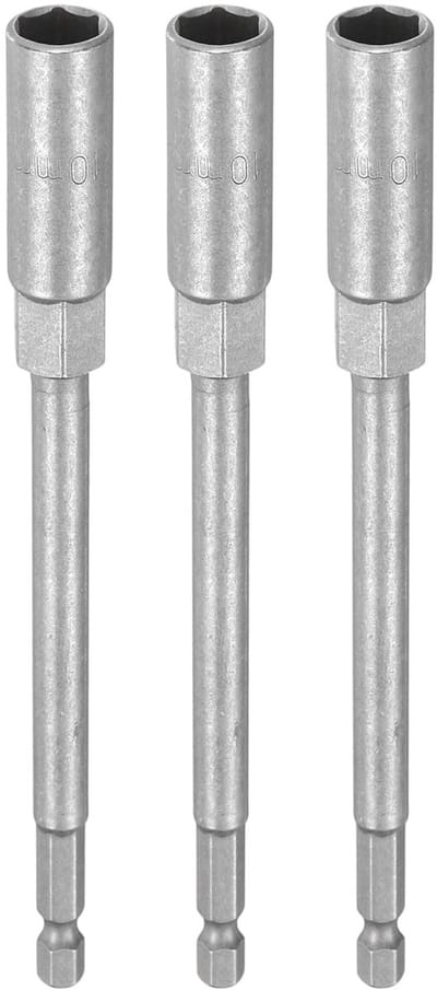 3-delig moersleutelset, 10mm moerset boorbits, 1/4 inch zeskantschacht 150mm extra lang staal, boutenset voor boor, accuschroevendraaier