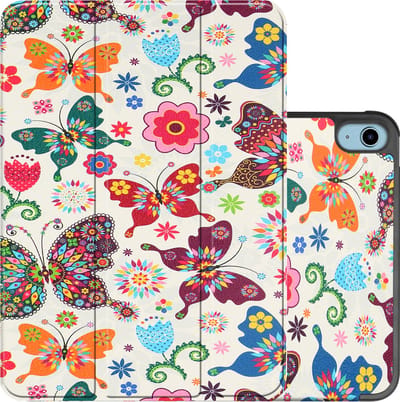 Hoes - Geschikt voor Apple iPad A16/A18 (2022/2025/2026) - 10.9 & 11 inch (10e, 11e & 12e generatie) - Dun & Stevig - Trifold Bookcase - Hard Cover - Hardcover Book Case - Tablet Hoesje - Vlinders