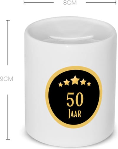 Akyol - 50 jaar Spaarpot - Hoera 50 jaar - iemand die 50 jaar is geworden of 50 jaar lang een relatie hebben of getrouwd zijn - verjaardagscadeau - verjaardag - cadeau - kado - geschenk - gift - relatie - trouwdag - jubileum - 350 ML inhoud
