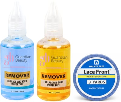Walker Tape Pruikentape & Guardian Beauty Remover Set - Lace Front - Hair System Tape - 3 yards - 0.8 cm + GB Remover - Blauw, Geel - For Lace Wig Bond and Toupee Tape - 2 stuks - 30ml - Haarextensions