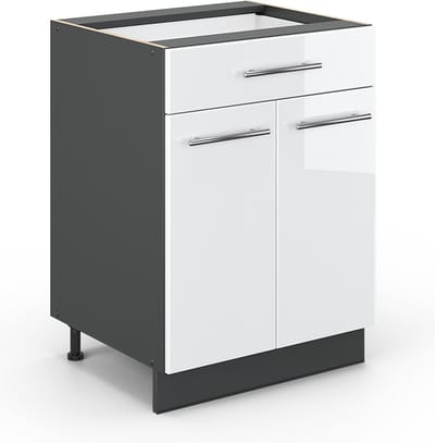 Vicco Fame-Line Keukenonderkast – 60 cm met lade, zonder werkblad Wit Hoogglans