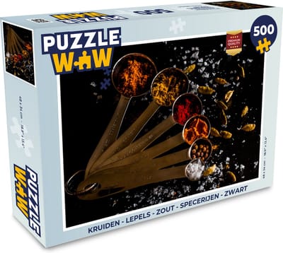 Puzzel Kruiden - Lepels - Zout - Specerijen - Zwart - Legpuzzel - Puzzel 500 stukjes