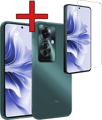 Hoesje - Met Screenprotector - Geschikt voor OPPO Reno 11F - Sterk & Shockproof - Telefoon Hoes - Back Cover - Siliconen Case - Telefoonhoes - Transparant