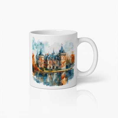 Aquarel Kasteel Mok – Prachtige Europese Bezienswaardigheid Koffiebeker voor Reisliefhebbers