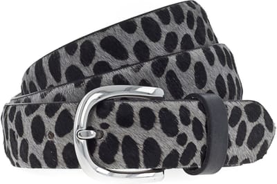 Vanzetti Leren Riem Animal Scouting 30mm Cambered Cow Fur Leather Belt W100 Leo Gray Grijs Veelkleurig