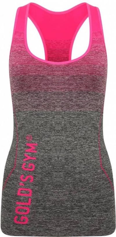 Gold's Gym Ladies Seamless Tank Top - Pink/Grey Marl - XS/S