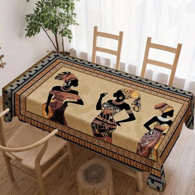 Afrikaanse Vrouwen Rechthoekige Tafelkleed voor Tafeldecoratie Vakantiefeest Waterdicht Herbruikbaar Tafelkleed voor Tafels Keuken Eetkamer 100x160cm