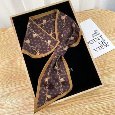 Luxe Dunne Neckerchief Sjaal Voor Vrouwen Satin Zijde Lintjes Bandana Dames Nek Das Polswikkel Sjaal Echarpe brown