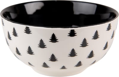 Clayre & Eef Soepkom 500 ml Beige Zwart Porselein Kerstboom