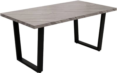 Eettafel MCW-O61, tafel keukentafel eettafel, industrieel MDF metaal 160x90cm ~ marmerlook grijs