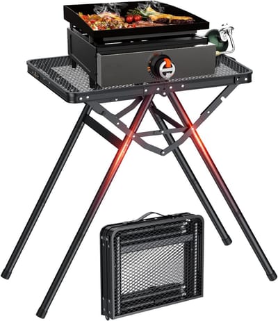 Opvouwbare Campingtafel 60 x 40 cm, Draagbare Barbecue Tafel met Handvat en Verstelbare Hoogtes, Ideaal voor Tuin, Picknick en Balkon, Tot 80 kg Belastbaar