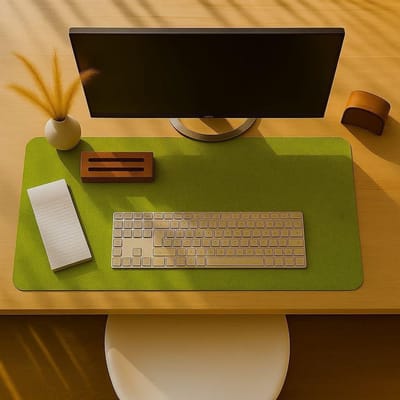Bureauonderlegger Vilt - Bureau mat - Bureau Beschermen - Gemaakt van gerecycled materiaal - 90 x 50 cm - Limoen