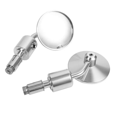 Allecto - Chrome Bar End Spiegels - Motorfiets Spiegels - Aluminium - Zilver - Achteruitkijkspiegels - Geschikt voor 7/8 inch Stuur - 1 Paar