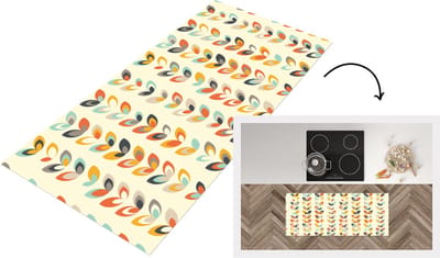 Keukenloper - Loper keuken - Bladeren - Jaren 50 - Patroon - 120x50 cm - Keukenloper vinyl