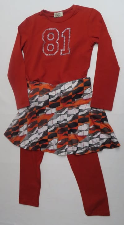 Ensemble - Meisje - 3 delig - rok+legging+ tshirt lange mouw 4 jaar 104
