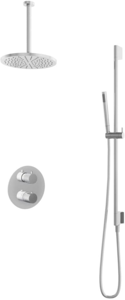 Hotbath Buddy - Inbouw Regendoucheset - Thermostatisch - Plafondbuis 30 cm - Hoofddouche 300 mm - Staafhanddouche - Glijstang 900 mm - met 2-Weg Stop-Omstel - Waterbesparend - V01