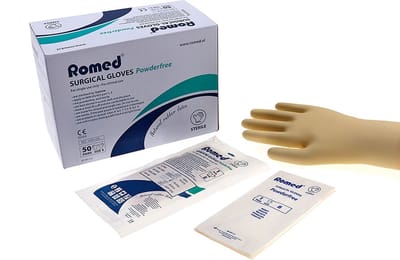 Romed latex operatiehandschoenen poedervrij steriel verpakt - 50 handschoenen Maat 8.0 Romed - Geel - Latex - Steriel verpakt per paar en Poedervrij
