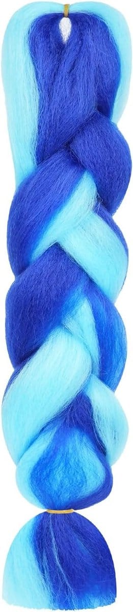 Ombre Jumbo Vlecht Haarstuk voor Vrouwen - 3 Stuks Synthetische Vlecht Extensions in Sky Blue en Sapphire Blue