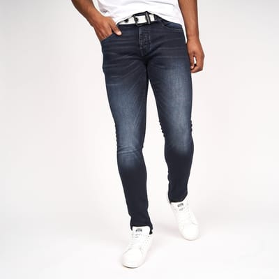 Crosshatch Heren Barbeck Slim Jeans (Blauw Zwart)