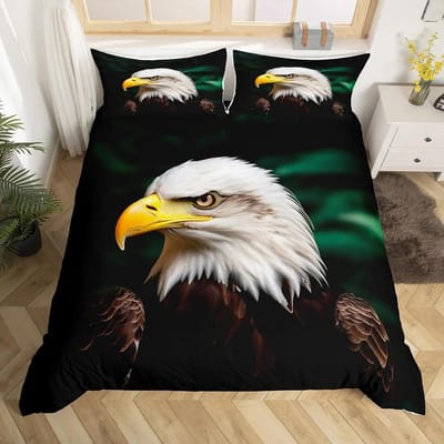 Eagle Dekbedovertrek Set Queen Size Voor Volwassenen Dierenpatroon Beddengoed Set Stijlvolle Decoratieve Vogel Dekbedovertrek EU Single(135*200cm)3pcs