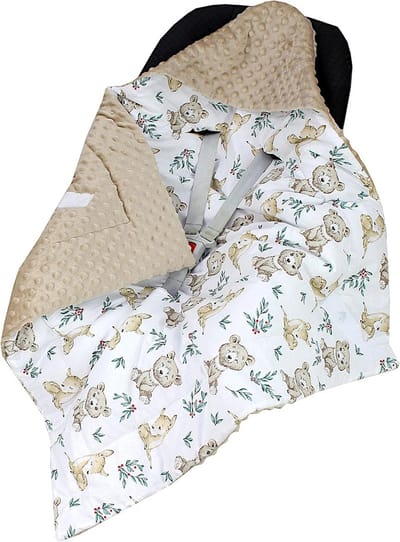Warme Baby Monddoek en Draagzak Dekentje - Beige Patroon - Geschikt voor Autostoeltje