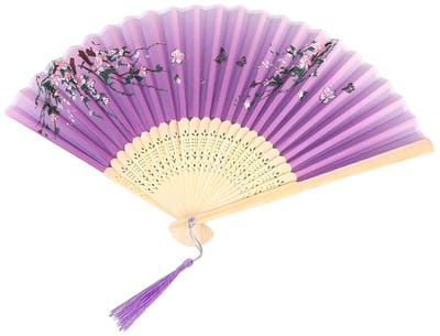 Dailygoody - Opvouwbare handwaaier - Bamboe en zijde - Perfect voor bruiloften - Paars - Draagbare ventilator - Ideaal voor decoratie