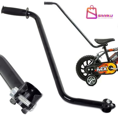 Duwstang voor kinderfiets – Universele Leerstok met Rubberen Handgreep – Onder Zadel Monteerbaar – duwstang kinderfiets – Zwart – Inclusief Bevestigingsschroef - 12940