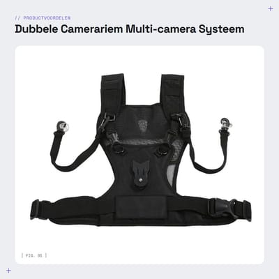 Dailygoods- Camerariem Dubbel - Hoogwaardige Nylon - Veilig Vergrendelingssysteem - Comfortabel - Geschikt voor DSLR-camera's - Inclusief Opbergtas - Camera Harnas