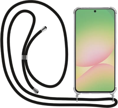 Smartphonica Telefoonhoesje Geschikt voor Samsung Galaxy A56 met Koord en Stootrand - TPU Backcover Shockproof met Lanyard - Transparant geschikt voor Samsung Galaxy A56