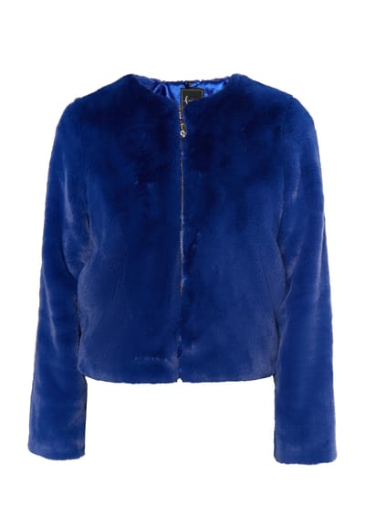 Faina Jas van imitatiebont Dames KONING BLAUW
