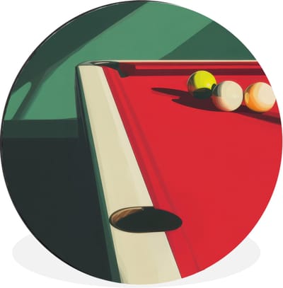 WallCircle - Wandcirkel - Muurcirkel - Biljarttafel - Ballen - Rood - Schaduw - Aluminium - Dibond - 30x30 cm - Binnen en Buiten