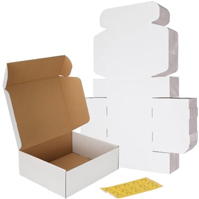 Verzenddozen set van 15 - 12x10x4 inch, witte golfkartonnen brievenbus voor verpakking en verzending
