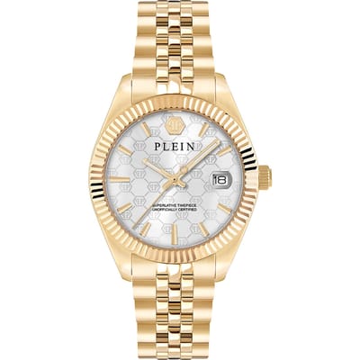 Philipp Plein Date Superlative PWYFA1026 Horloge - Staal - Goudkleurig - Ø 34 mm