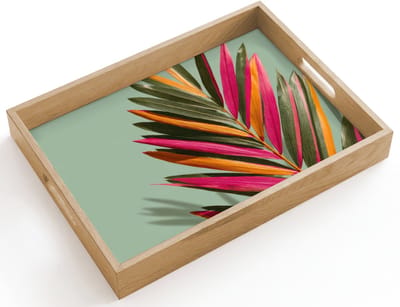 Dienblad hout 40x30 cm - Schootdienblad - Tak - Bladeren - Kleurrijk - Schaduw - Borrelplank rechthoek - Plateau dienbladen