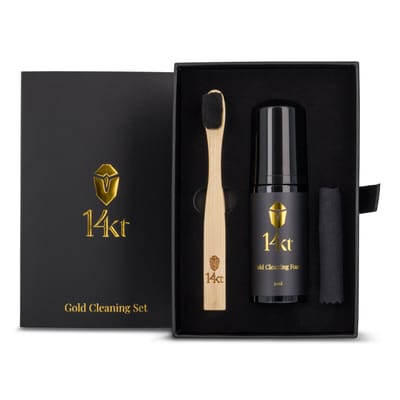 14kt Sieraden Schoonmaak Set – Complete Schoonmaak Set met Cleaning Foam, Borstel & Poetsdoek – Sieraden Reiniger & Poetsset voor Goud, Zilver, Diamant & Edelstenen – Horloge Schoonmaken, Reinigen & Laten Glanzen – Sieraden Onderhoud & Reinigingsset