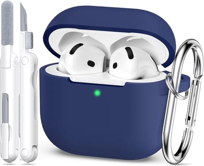 Schokabsorberend Siliconen Hoesje met Karabijnhaak voor AirPods 4e Generatie (2024) - Inclusief Reinigingsset