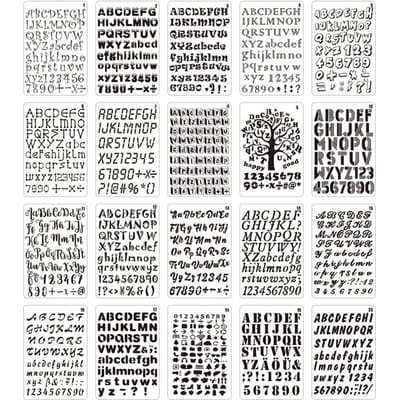 20 stuks B5 Alfabet Letter Cijfer Sjablonen Tekenen Schilderen PET Sjablonen Herbruikbaar voor Journal DIY White
