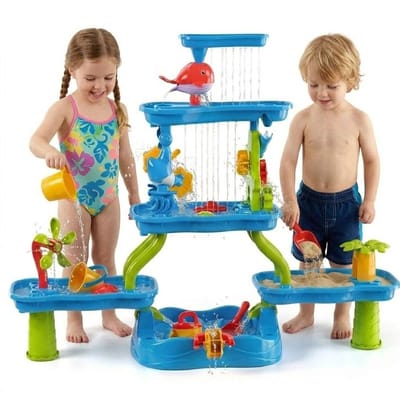 XXL Watertafel-Zand en Water Speeltafel voor Kinderen-Zandtafel-5in1 Speeltafel–5 Verdiepingen-Waterspeeltafel buiten speelgoed voor kinderen peuters jongens meisjes-Multifunctioneel buitenspeelgoed voor de zomer-Voor 3-5 jaar