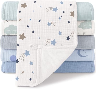 Zachte katoenen spuugdoeken voor baby's - Set van 6 - 100% absorptie - 50 x 25 cm
