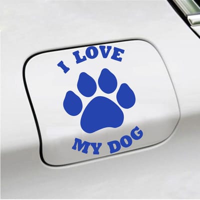 Bumpersticker - I Love My Dog - 13,9 X 9,3 - Blauw