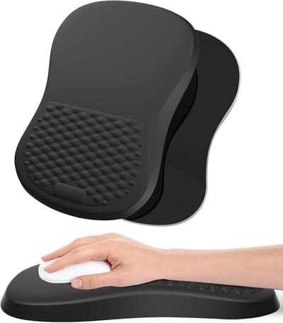 SnelShoppen - Ergonomische Muismat met Handsteun 300x200 mm, Traagschuim, Massage-Noppen, Antislip PU-basis voor Gaming, Kantoor, PC, Laptop - Zwart