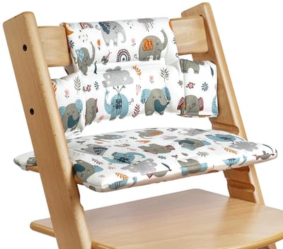 longziming -Hoogstoel Kussen - Kinderstoel Bekleding - Zit- En Rugkussen Set - Vlekwerende Coating - Klittenband Bevestiging - Zacht Katoen - Anatomisch Ontwerp - Optimale Huidbescherming - 2 Delig