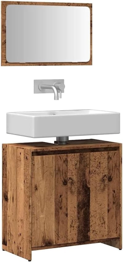 Badkamermeubelset - Oud Hout Meubel - Badkamer Organiseren - Oud Hout Look - 60 cm - Houtkleur