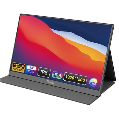 Thingy® Premium Portable Monitor 14 Inch Met Touchscreen - Full HD - IPS Beeldscherm - Draagbare Monitor met USB-C & HDMI - Connecten Met 1 Kabel - Aluminium Behuizing - Met Luxe Hoes - Draagbare Monitor